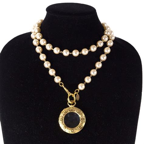 chanel medallion necklace|chanel long necklace with logo.